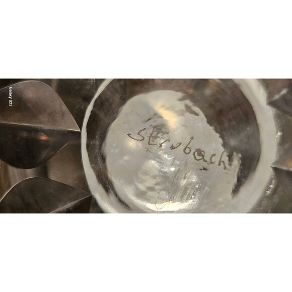 Vintage Crystal Vase & Candle Holder Signed Strubach & Oleg Cassini Pinstriped 5 - Picture 9 of 16